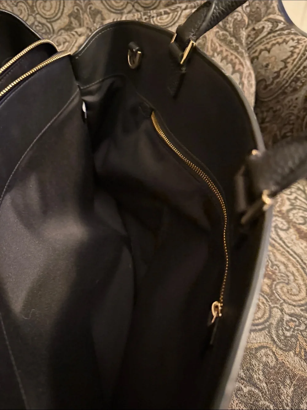 kate spade Black Pebbled Leather Satchel with Gold Accent